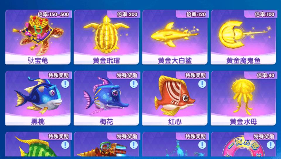 大神捕鱼鱼种介绍